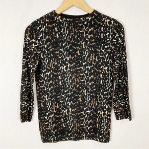 Talbots 100% Wool Crew Neck Sweater Animal Print XS P